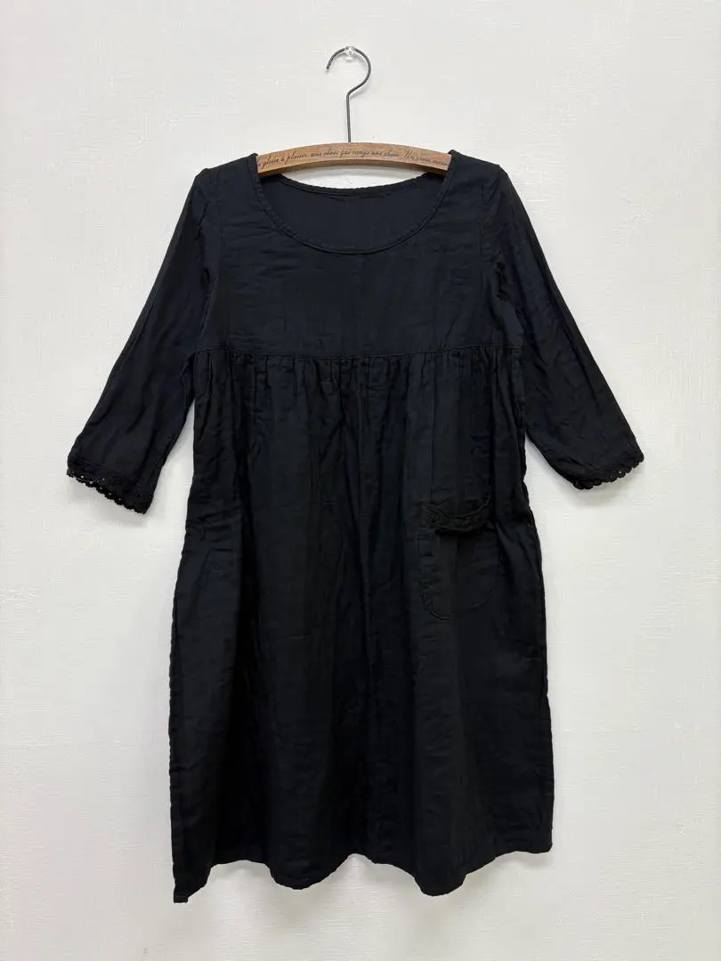 手工製作 全新 8分袖 雙層紗 胸前拼接洋裝 蕾絲 孕婦裝 的縮圖