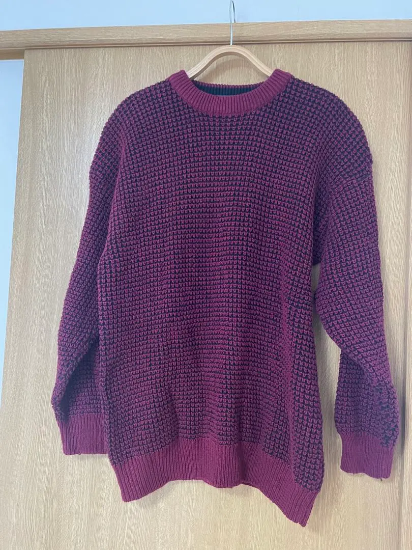 勃艮第色 編織針織毛衣 的縮圖