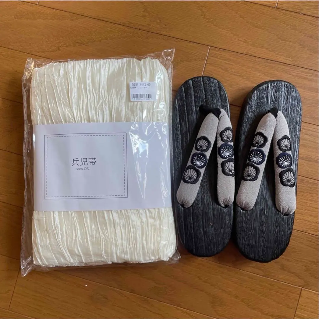 Thumbnail of Obi (sash) and geta (wooden clogs) set of 2