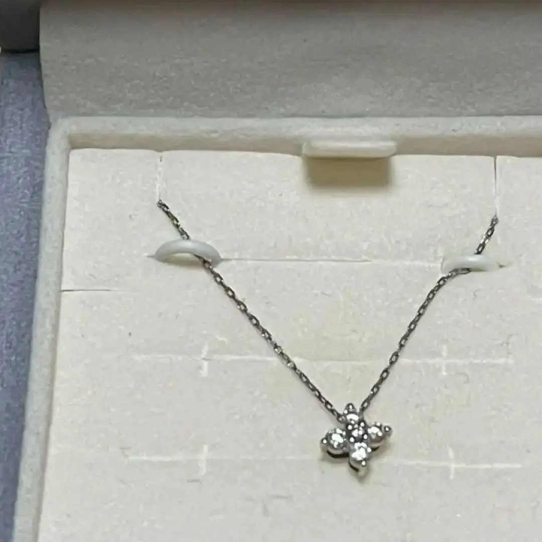 4℃ ヨンドシー ダイヤモンド Wクロス ネックレス Pt850 プラチナ