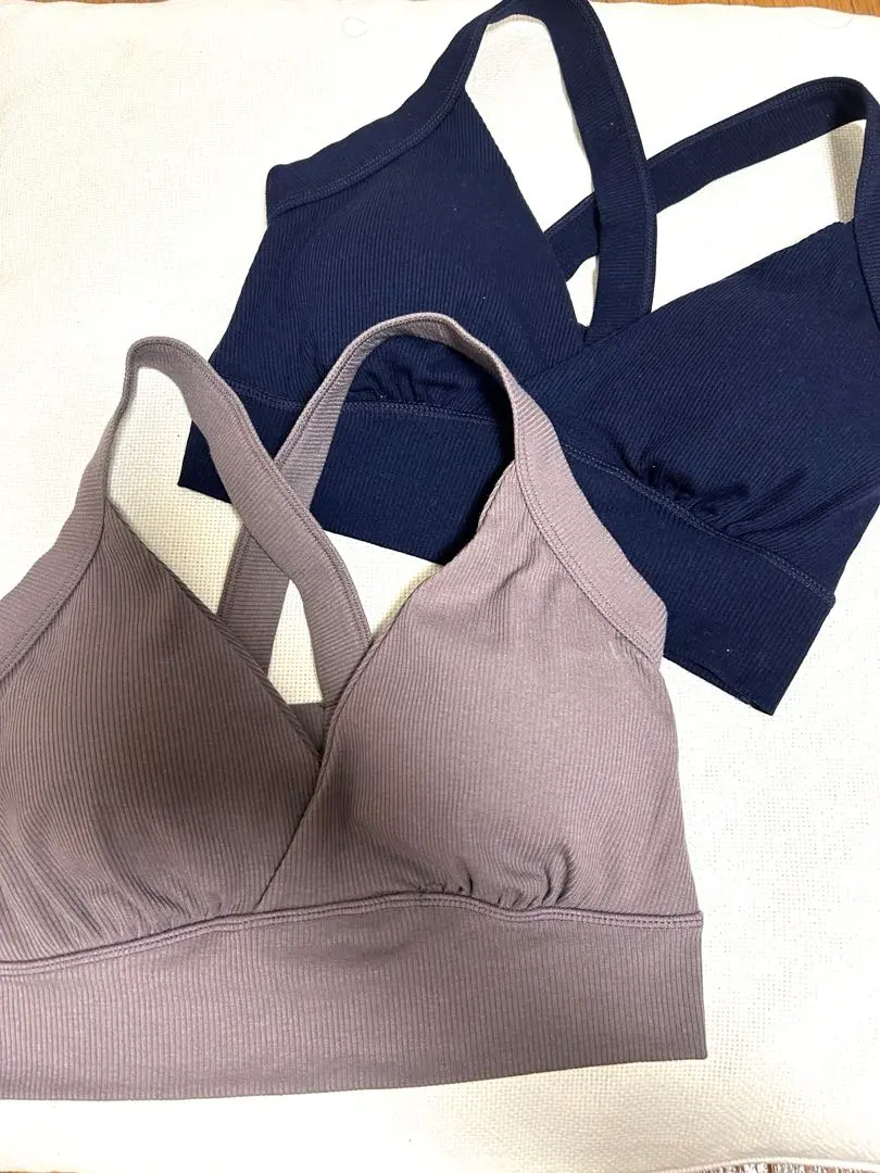 Thumbnail of [Brand New] Maternity Navy/Gray Cross Strap Bra Set (M)
