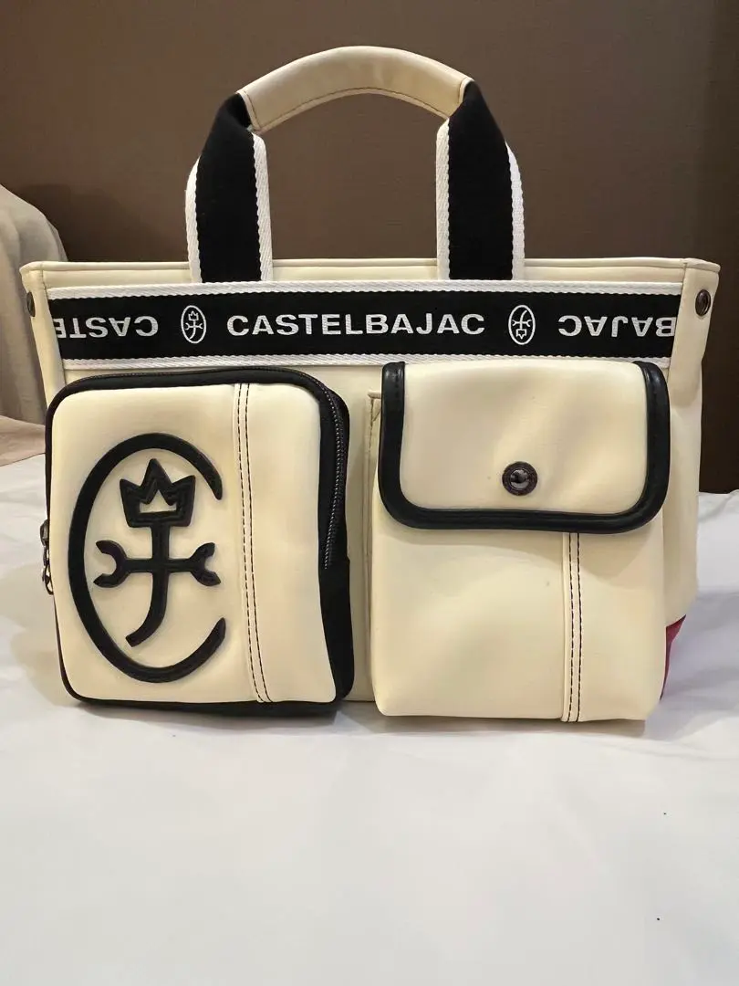 未使用級 カステルバジャック ドミネ トートバッグ ハンドバッグ アイボリー 白 CASTELBAJAC カステルバジャック バッグ ボディバッグ ドミネ