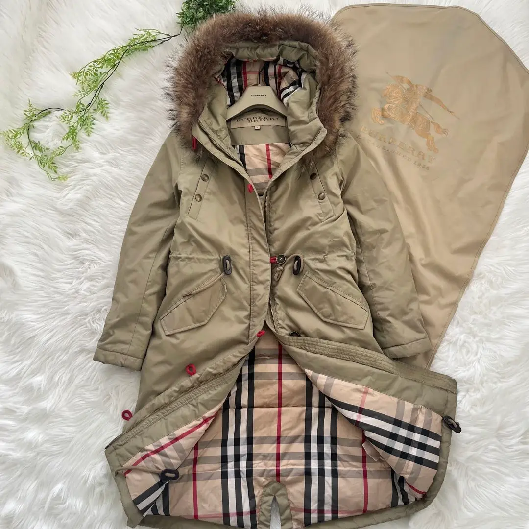 美品 L バーバリーブリット ロングダウンコート BURBERRYBRIT BURBERRY バーバリー ダウン ダウンコート レディース ナイロン