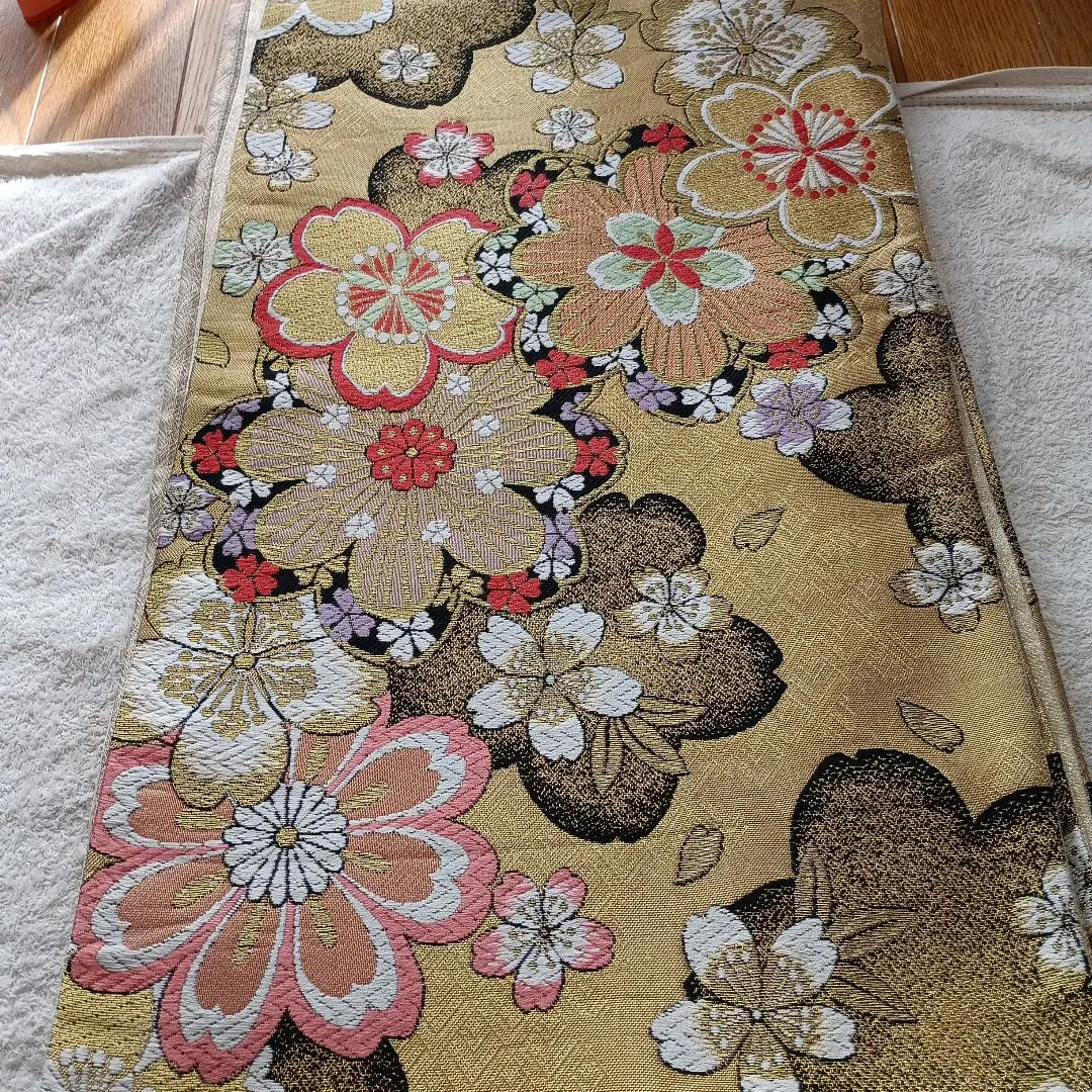 Thumbnail of Fukuro obi (formal obi) in gold with floral pattern