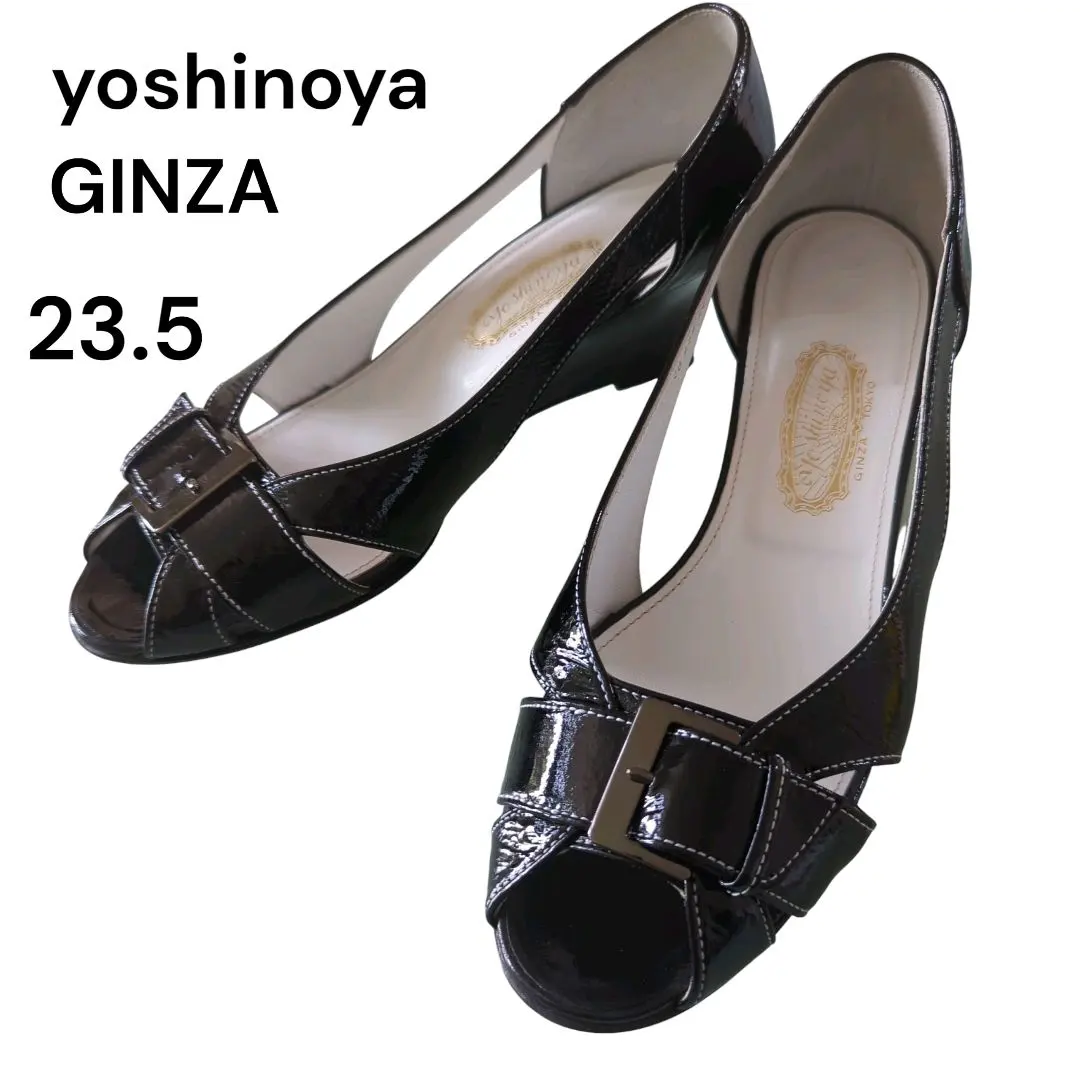 Thumbnail of Yoshinoya Ginza Yoshinoya Pumps Enamel 23.5 Black Belt