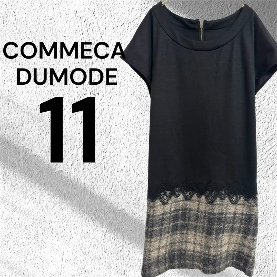 Thumbnail of Comme Ça du Mode Tunic Short Sleeve Knee Length Check Pattern Lace Wool Mohair 11