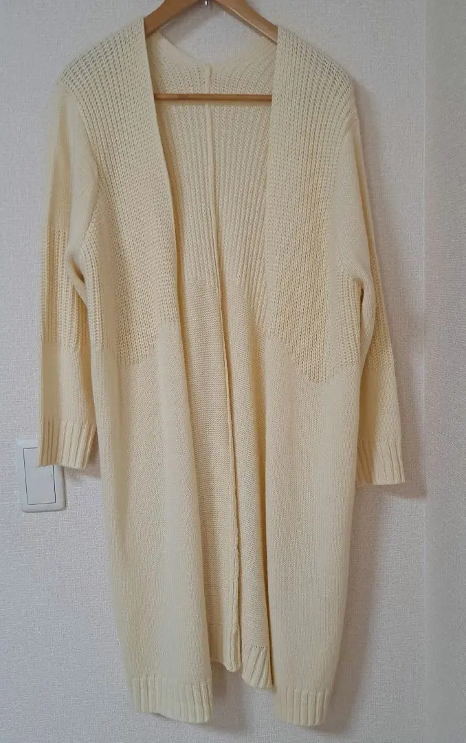 vis 長款針織外套 米白色 牡蠣白 的縮圖