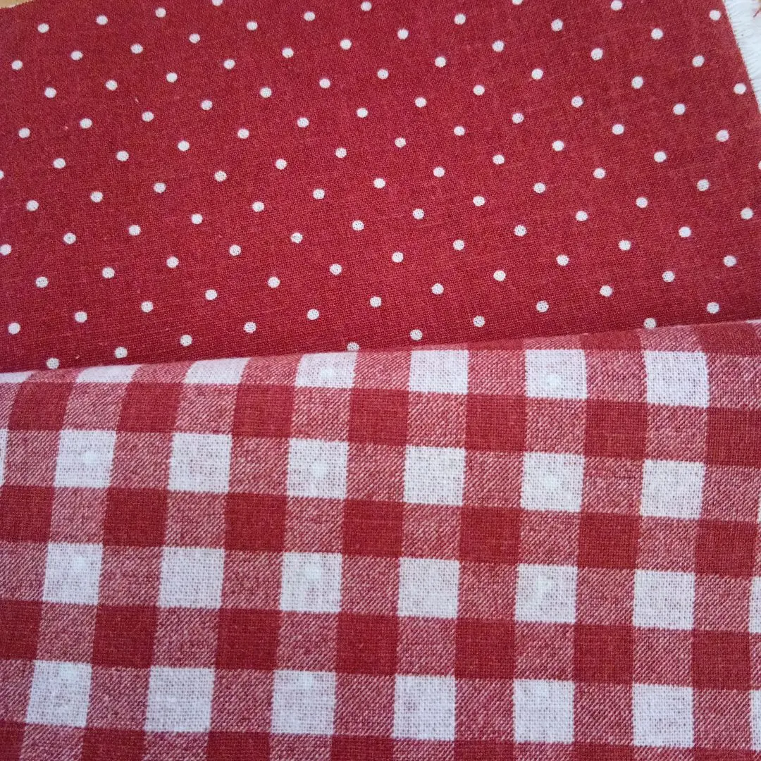 Thumbnail of Unused Red Dot Gingham Check Fabric