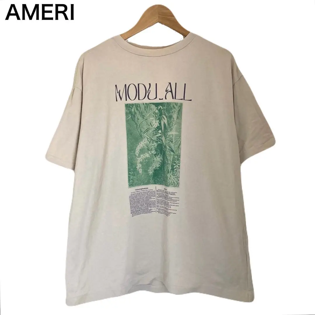 【美品】ＡＭＥＲＩ　アメリ　花柄　Tシャツ　カットソー　黒　ネックレス付き 美品】AMERI アメリ 花柄 Tシャツ カットソー 黒