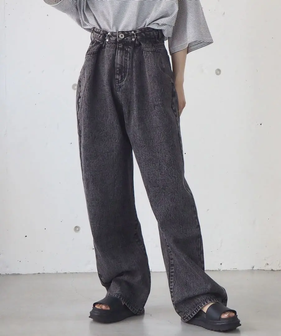 Thumbnail of 【Brand New】tiptop Waist Hook Loose Denim - Sumi Kuro (Charcoal Black)