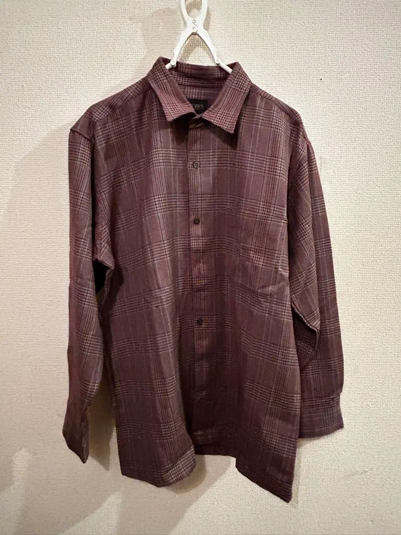 Thumbnail of Vintage Brown Checkered L Size Long Sleeve Shirt, Cashmere Blend, Condition Considered