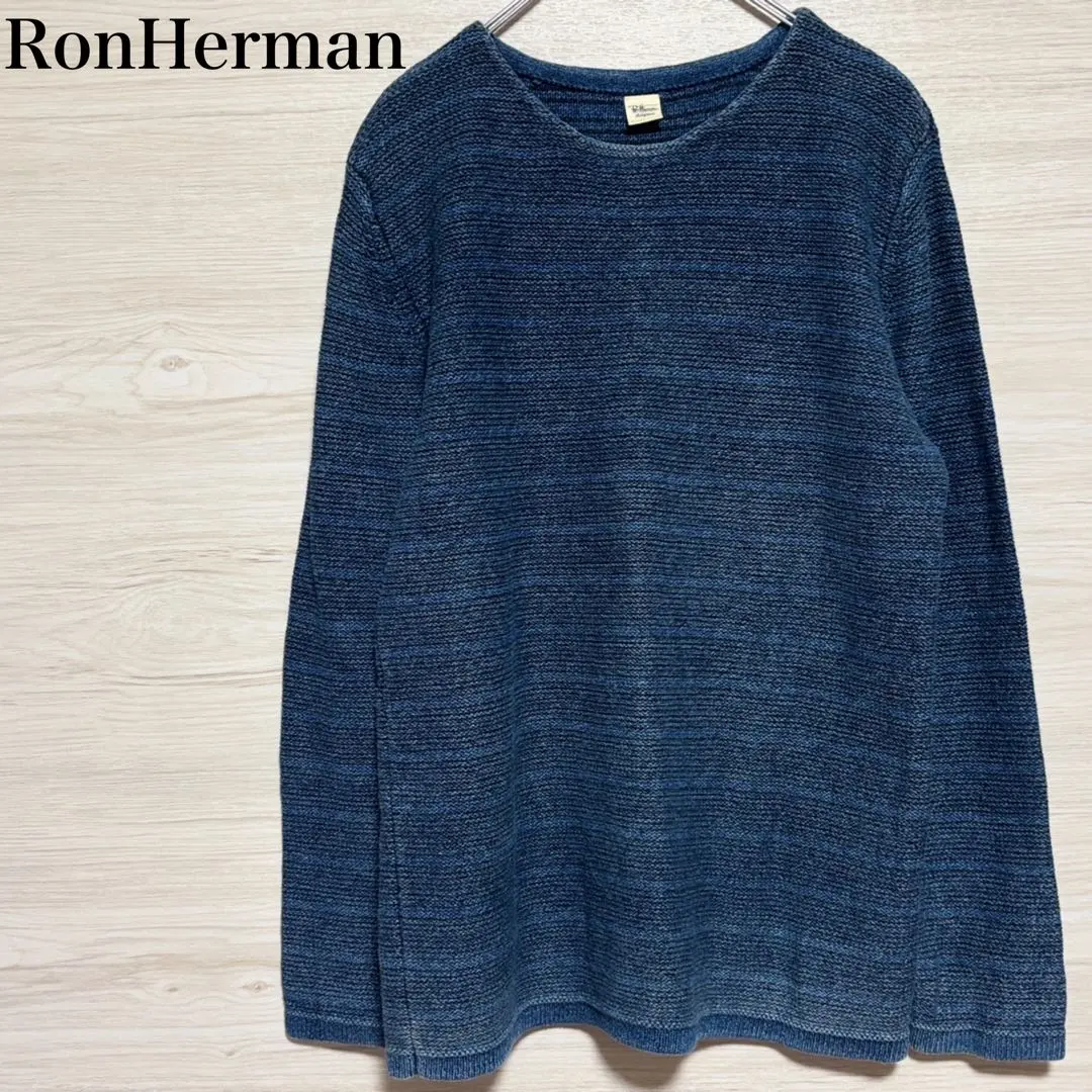 Thumbnail of Ron Herman Jacquard Sweater Stripes BLUE