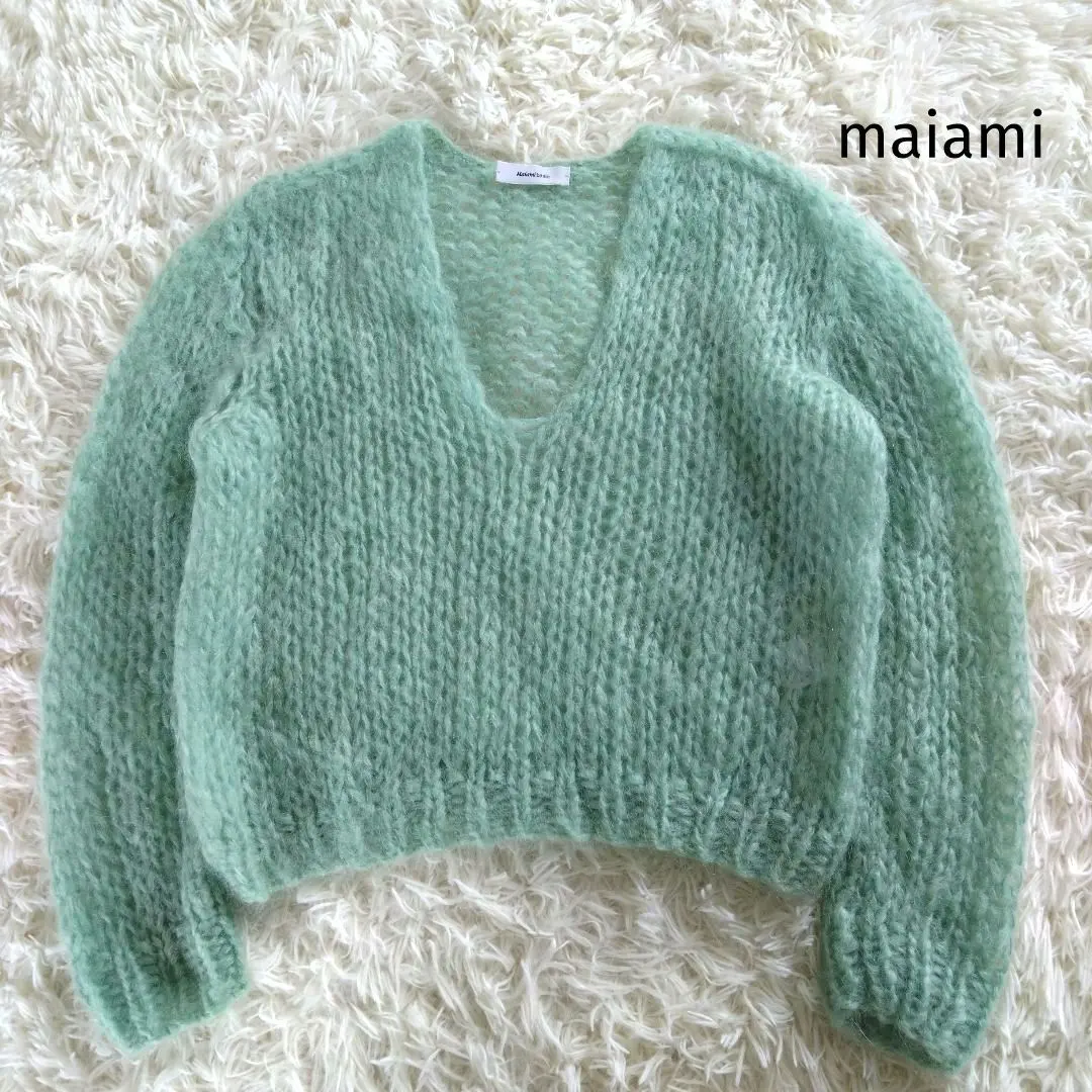 未使用 maiami マイアミ モヘア メリノウール スヌード ブルー 未使用 maiami マイアミ モヘア メリノウール スヌード ブルー
