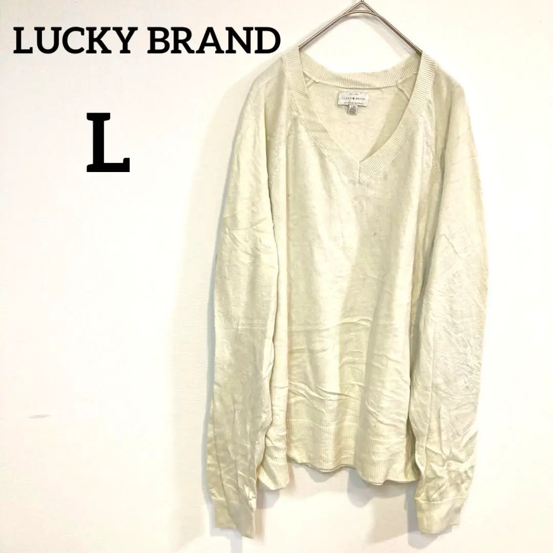 Thumbnail of LUCKY BRAND 【L】 V-neck long sleeve knit, cream