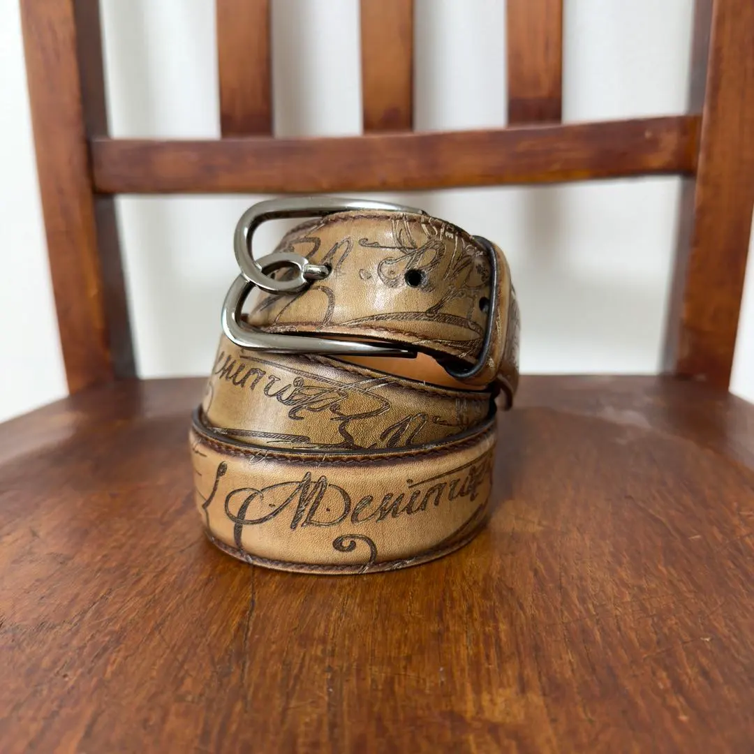 初期 定價11.5萬日圓 Berluti Classic B Buckle Scritto皮革腰帶 的縮圖