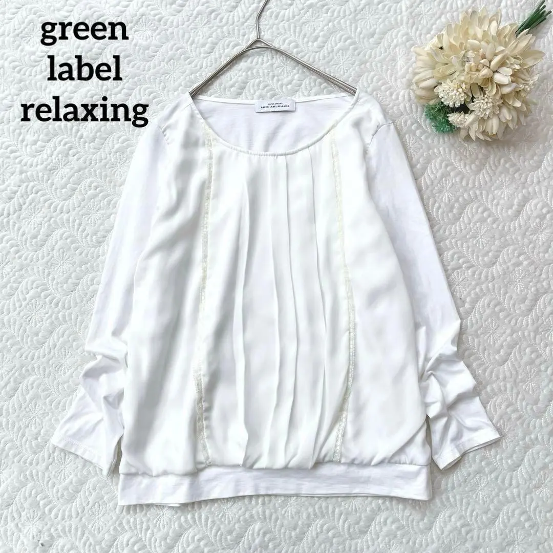 Thumbnail of Green Label Relaxing Chiffon Cut-and-Sew Blouse White Long Sleeve