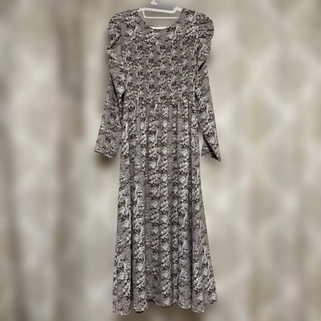 Thumbnail of one way NOMAE 2-way floral dress, pink greige, long sleeves, autumn wear