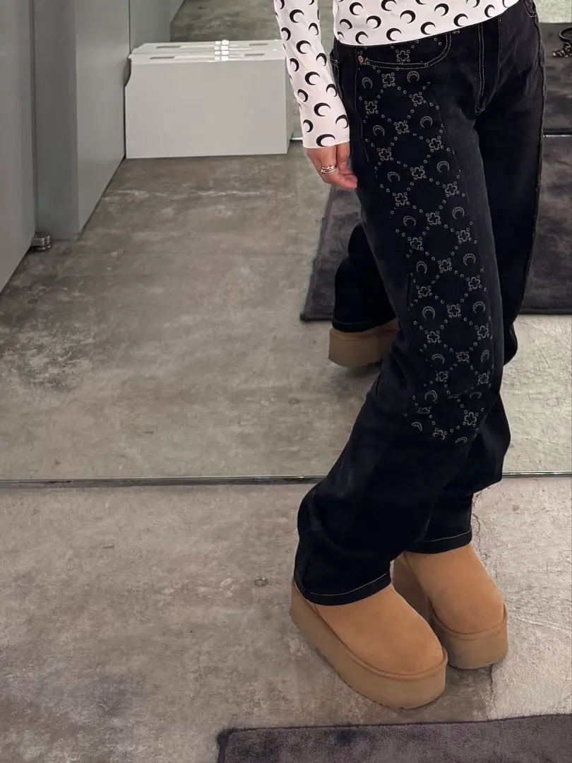 Marine Serre マリーンセル　デニム　ジーンズ　36 未使用】Marine serre/マリーンセル MOON LASER DENIM CURVED