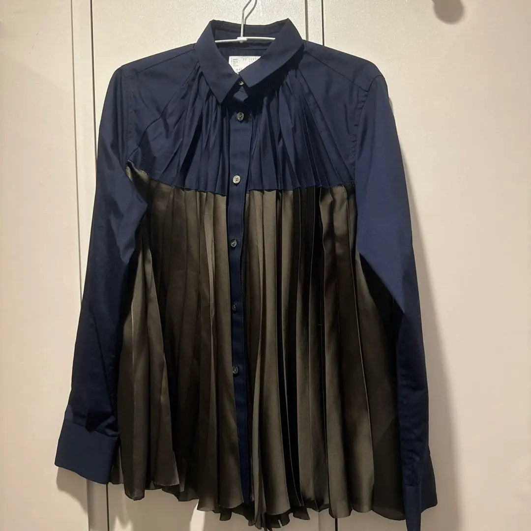 シルク混✨Sacai ブラウス プリーツ パフスリーブ ベルト リボン
