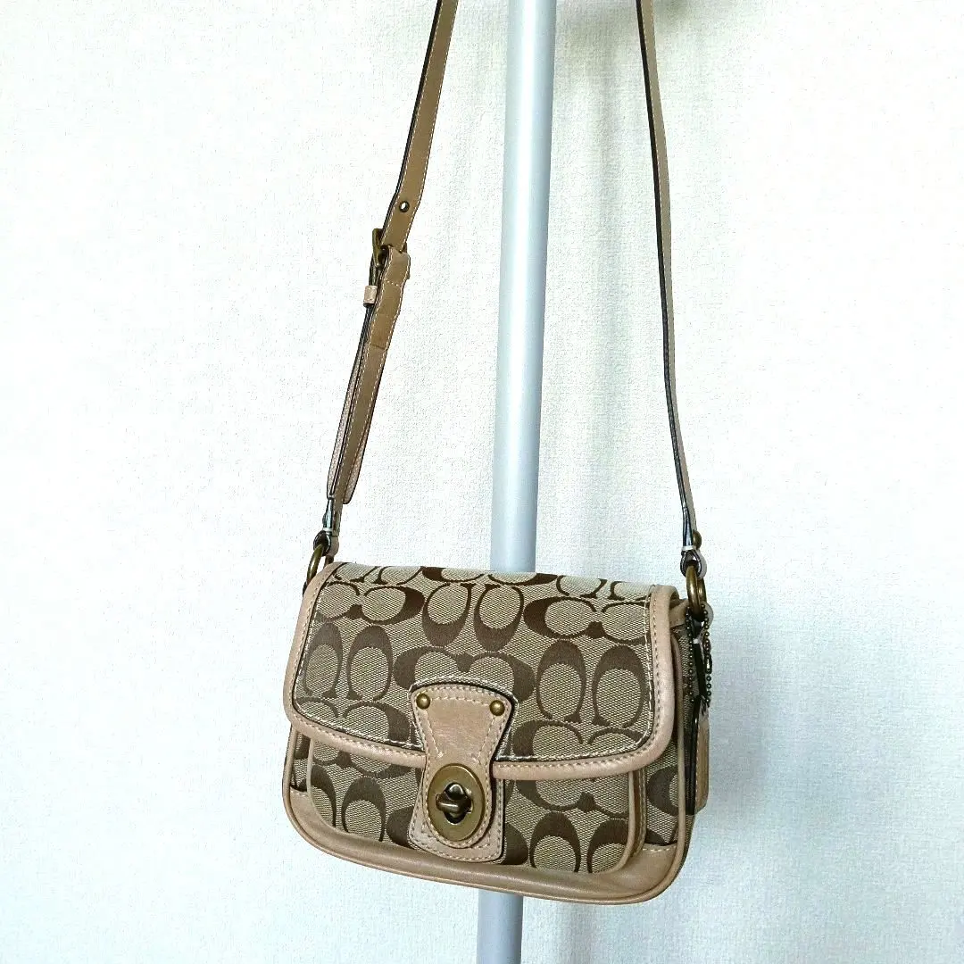Thumbnail of COACH Shoulder Bag Beige Brown With Dust Bag