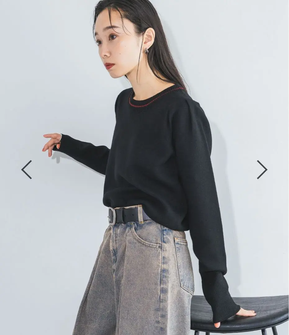 Thumbnail of JEANASIS 12G Bicolor Stitch Tuck Pullover