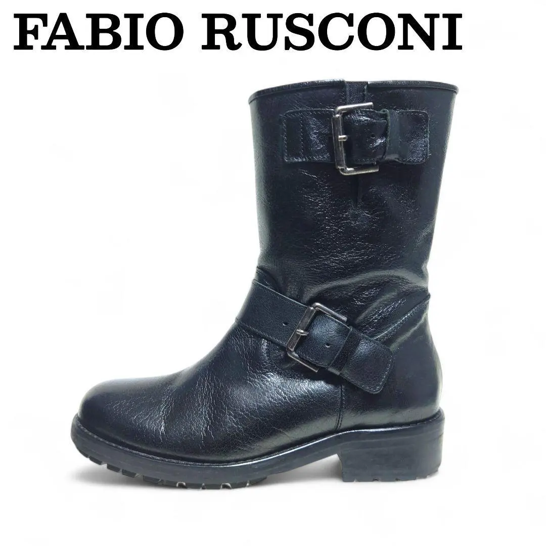 Thumbnail of Fabio Rusconi Genuine Leather Engineer Boots Black 36 Made in Italy
