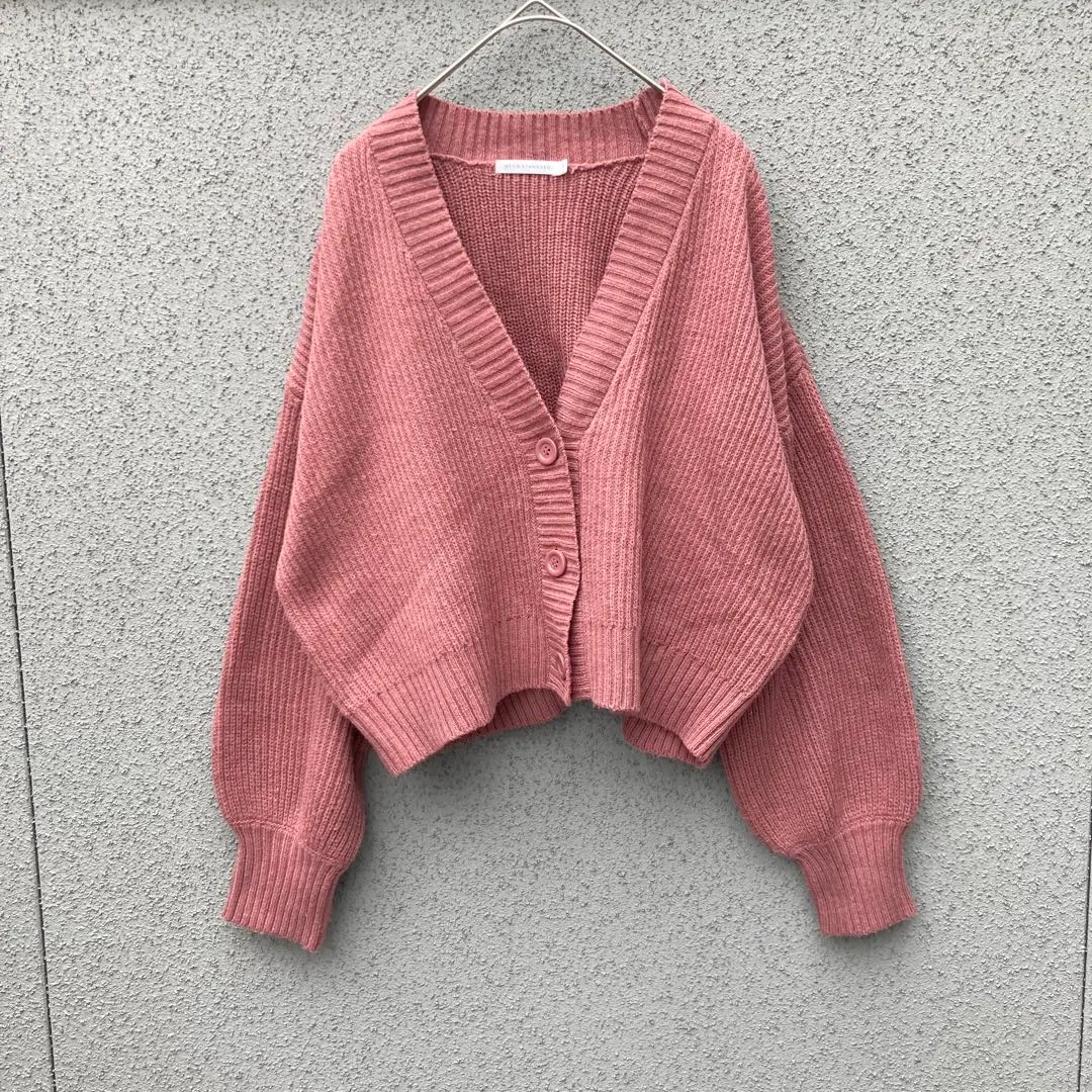 Thumbnail of 2893 [Wego Standard] F♡ Rib-Knit Pink Cropped Cardigan