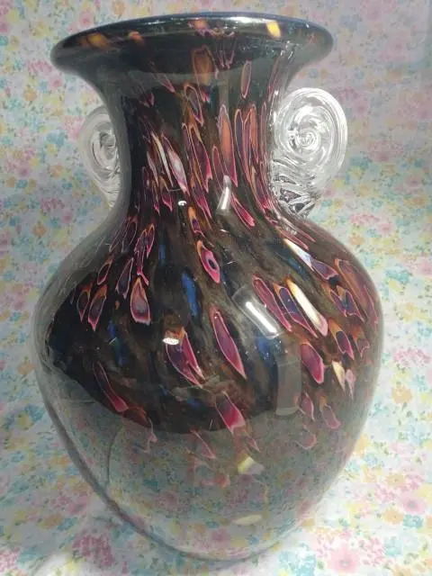 Thumbnail of Glass vase with ears, Kamei Glass, 13x27cm, room temperature