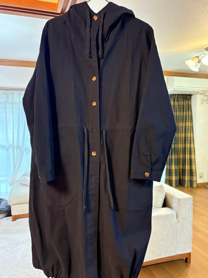 Thumbnail of Navy hooded long coat