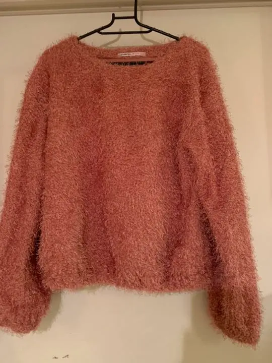Thumbnail of Shaggy knit sweater knit top cut and sew pink women's