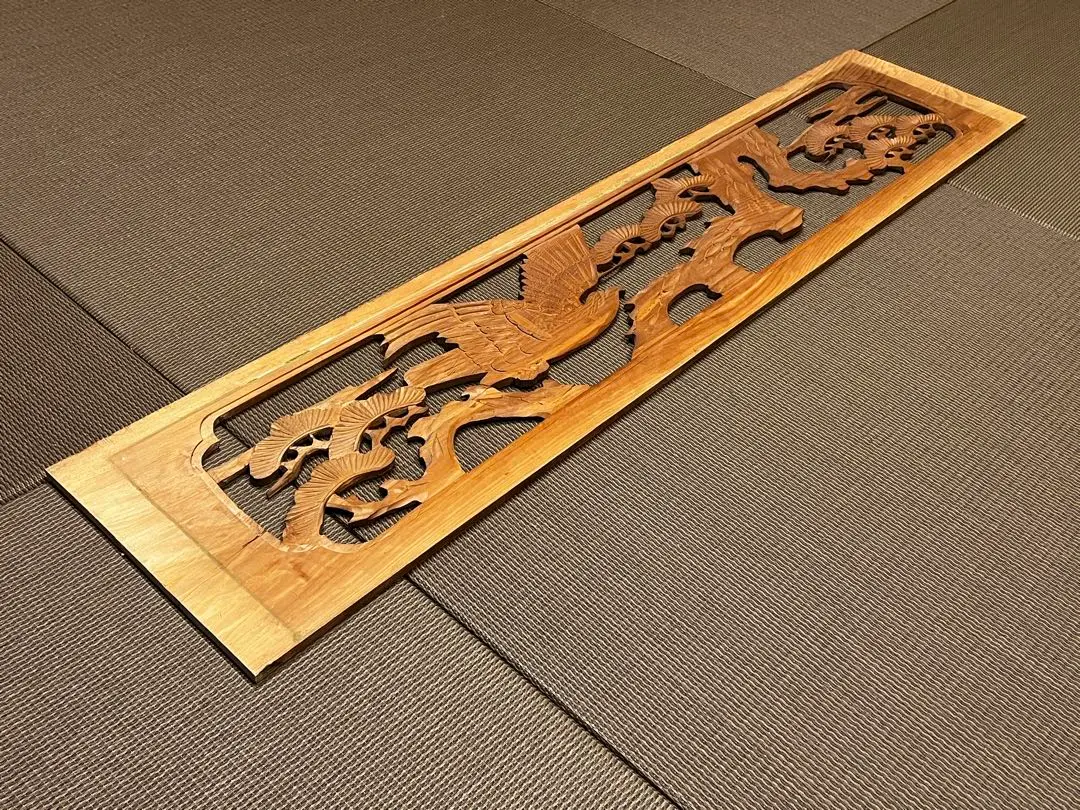 ◈アンティーク建具•中古欄間◈鷹と松•両面彫刻◈らんま•あかり取り•豪華絢爛 r-06931702.jpg