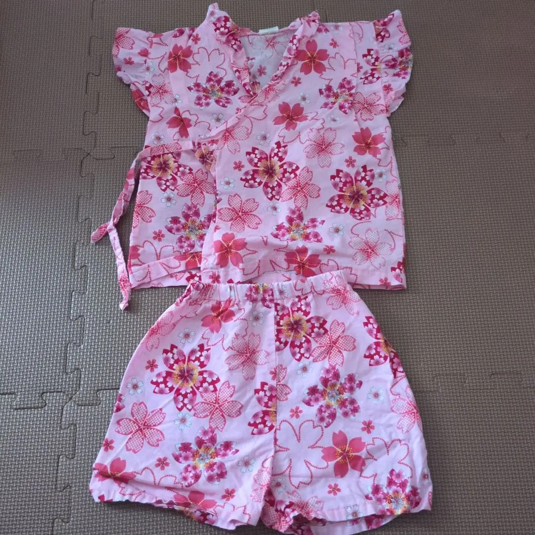 花紋粉色甚平 90cm 純棉100% 的縮圖