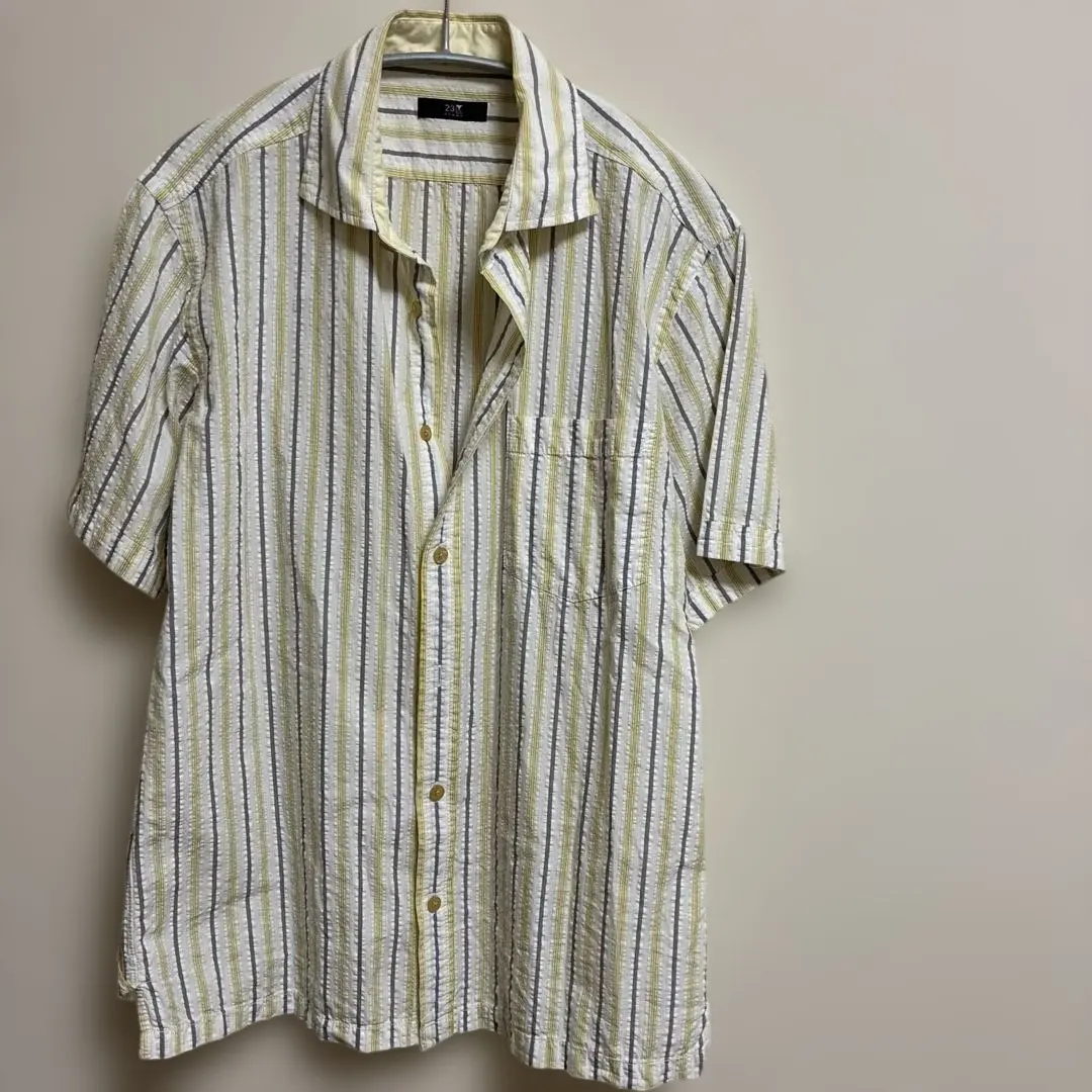 Thumbnail of Excellent condition 23区 striped yellow short-sleeved shirt, size M