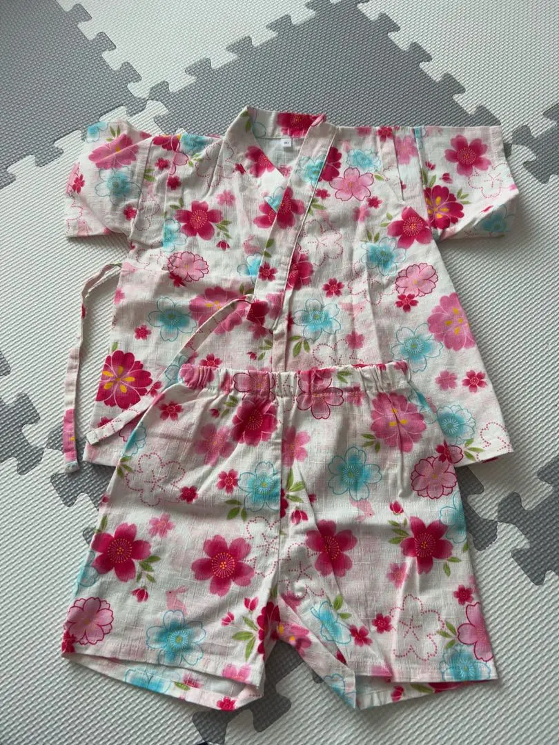 Thumbnail of Floral Print Jinbei (Japanese Summer Pajamas) - 95cm - Cotton