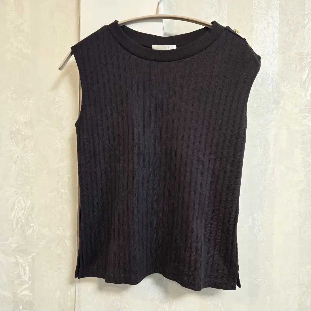 Thumbnail of Excellent Condition Shoulder Button Sleeveless Ribbed Knit Cut and Sew Pullover - Twelve Agenda