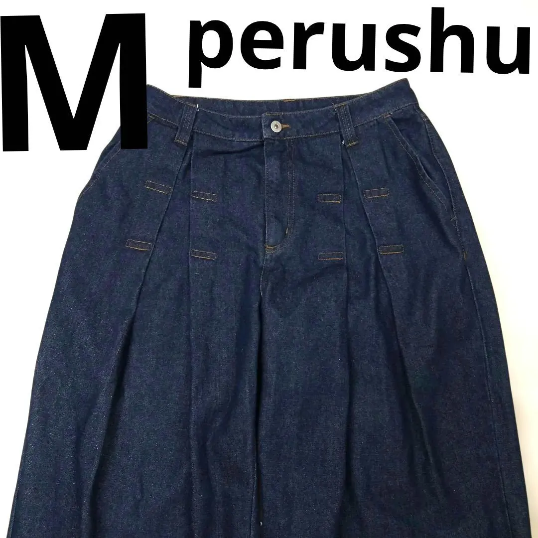 Thumbnail of perushu 【M】 Dark Denim Wide Pants Pleated Design A8