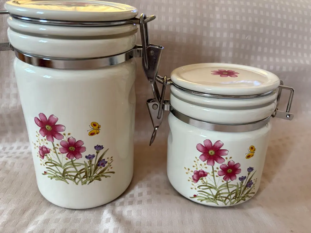 Thumbnail of Large and Small Enamel Storage Containers / Canisters