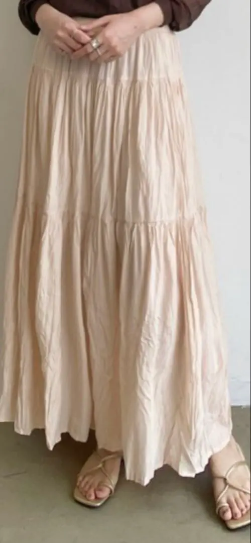Thumbnail of Flowy and Voluminous! Tiered Washer Pleated Maxi Skirt