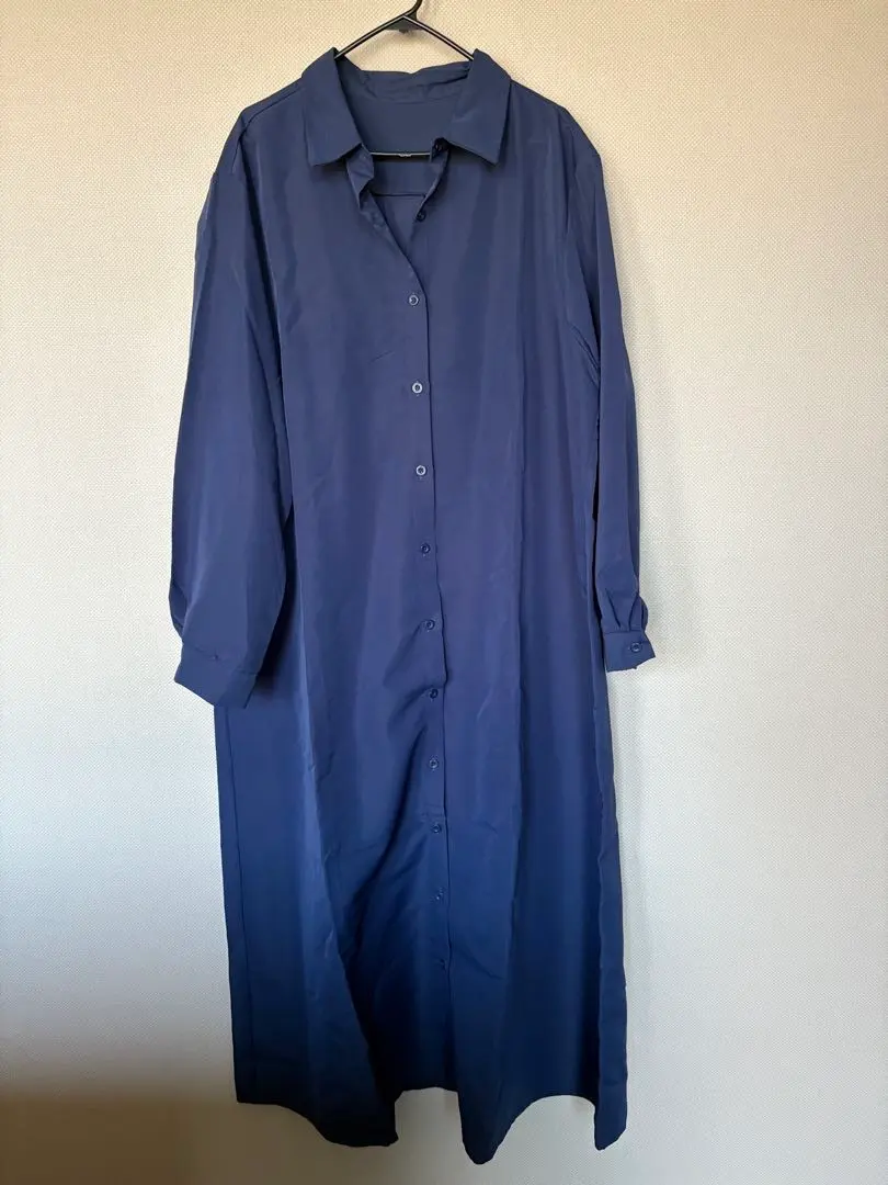 Thumbnail of Navy shirt dress, long sleeves, plus size