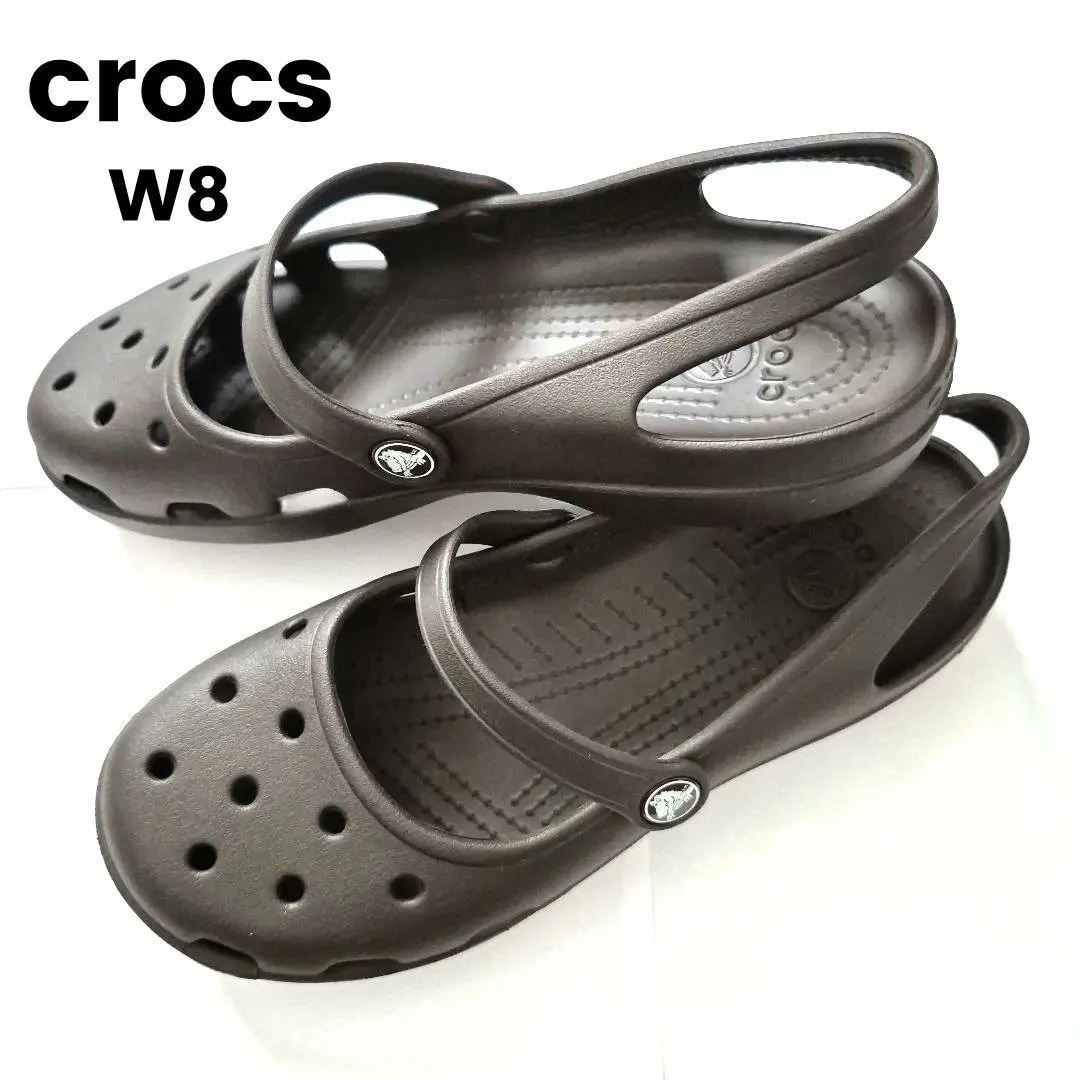 【お値下げ】crocs クロックス サンダル シャイナ w8 美品！ crocs クロックス シャイナ サンダル ブラウン w8 24.0 - メルカリ