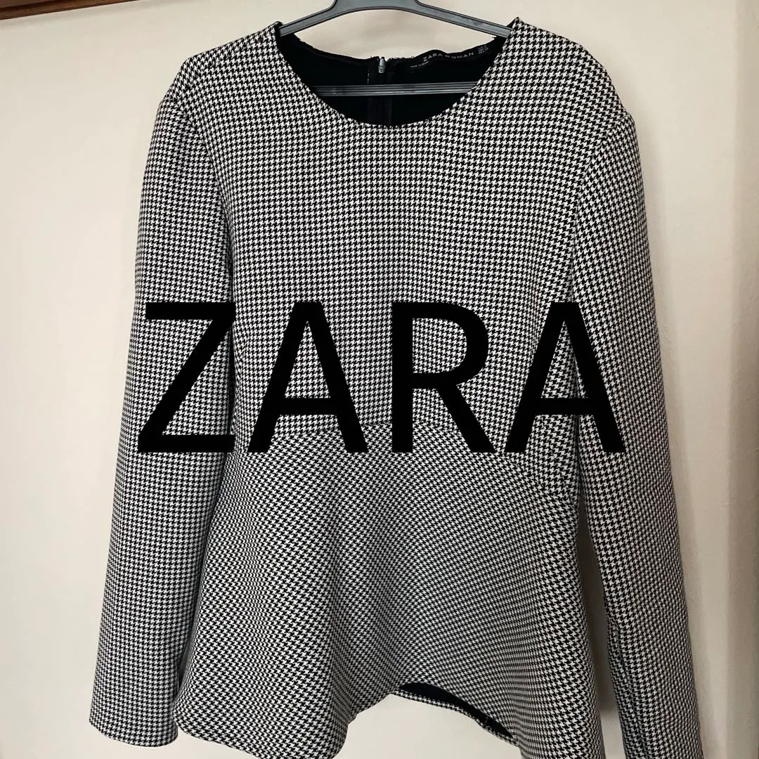 Thumbnail of ZARA peplum top, houndstooth pattern