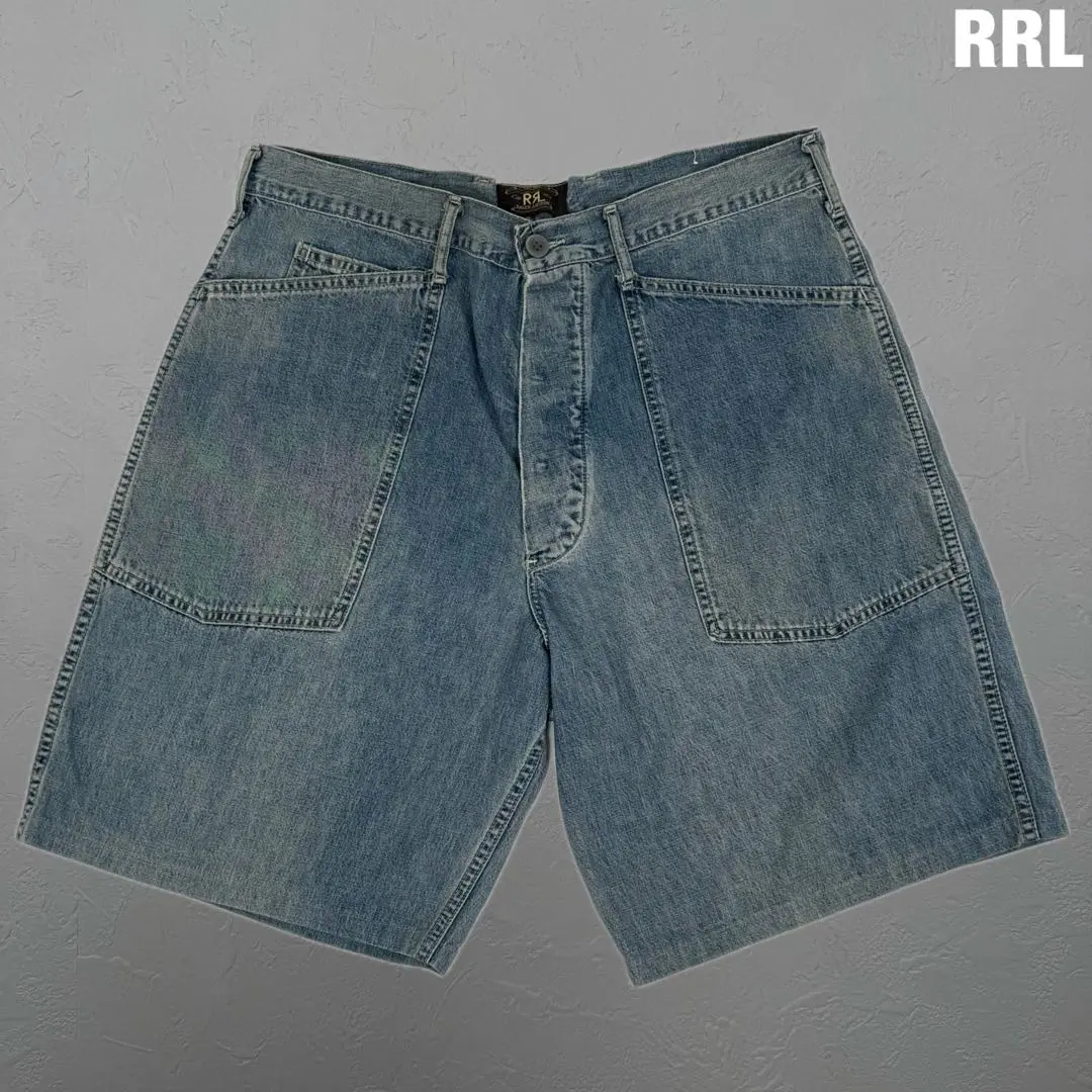 【美品】RRL デニムハーフパンツ 90's RRL DOUBLE RL デニムショーツ 三つ星タグ USA製 ハーフ
