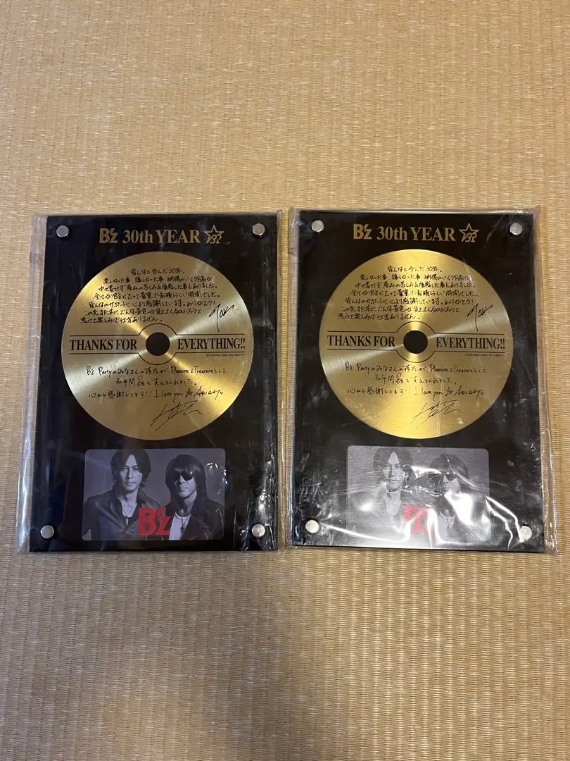 B’zB'z 30th YEAR 記念プレート サイン入り B'z 30th 直筆サイン入りプレート 松本孝弘 稲葉浩志 UNITE