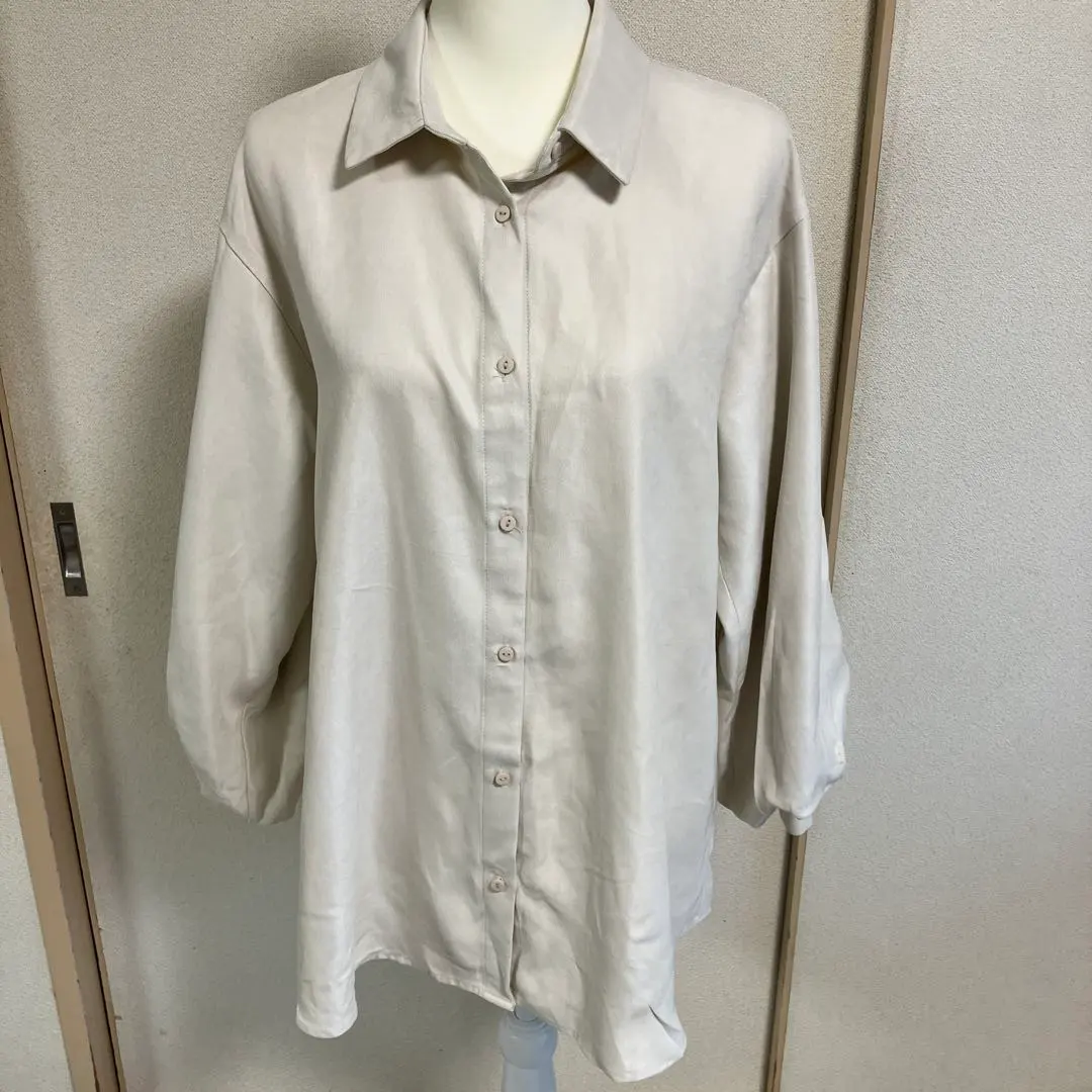 Thumbnail of Beige Oversized Long Sleeve Shirt - Free Size