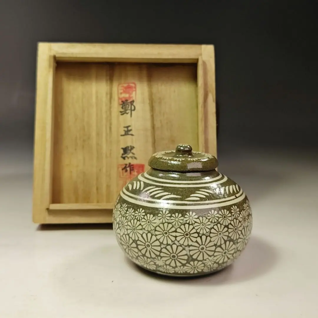 茶道具　韓萬亀作　高麗青磁　象嵌鳥文　文琳茶入　共箱 Amazon.co.jp: 茶道具 韓萬亀作 高麗青磁 象嵌鳥文 文琳茶入 共