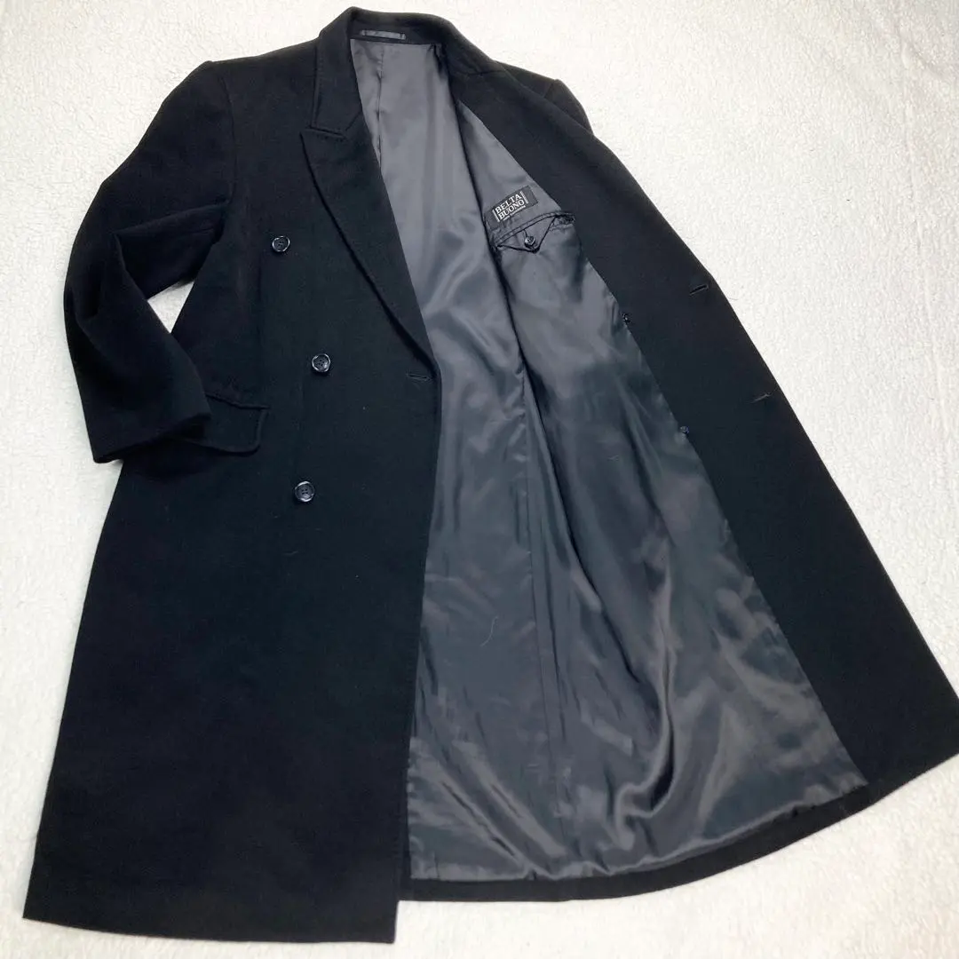 Thumbnail of BELTA BUONO 100% Cashmere Double Breasted Chester Long Coat, Black