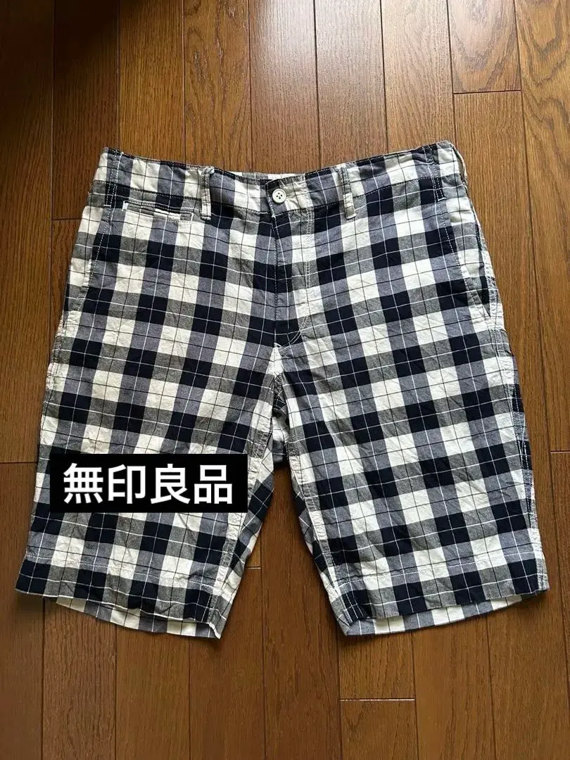 Thumbnail of MUJI Half Pants Check M Short Pants 100% Cotton