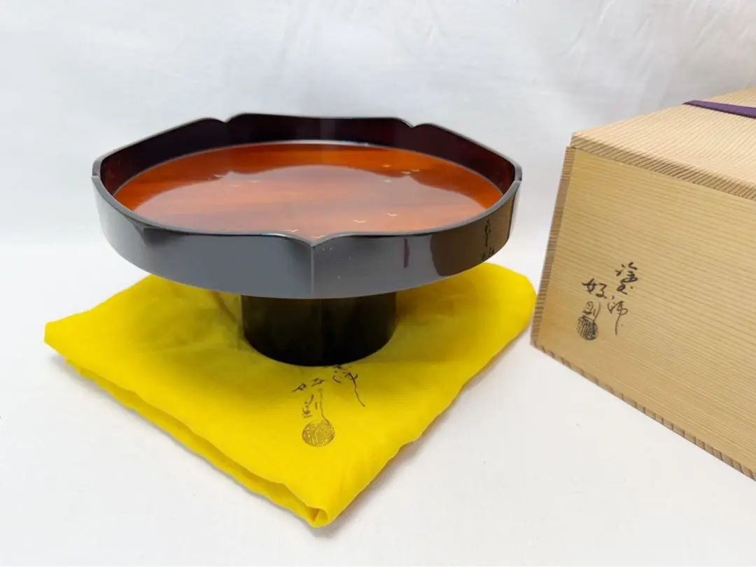 木製　時代　漆器　黒塗　高杯型　菓子器　梨地 松蒔絵　高月　共箱 2025年最新】蒔絵 高杯の人気アイテム - メルカリ