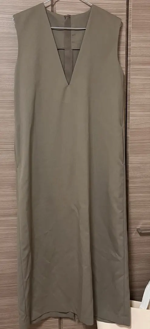Thumbnail of Mila Owen Sleeveless V-neck Long Dress, Olive Green