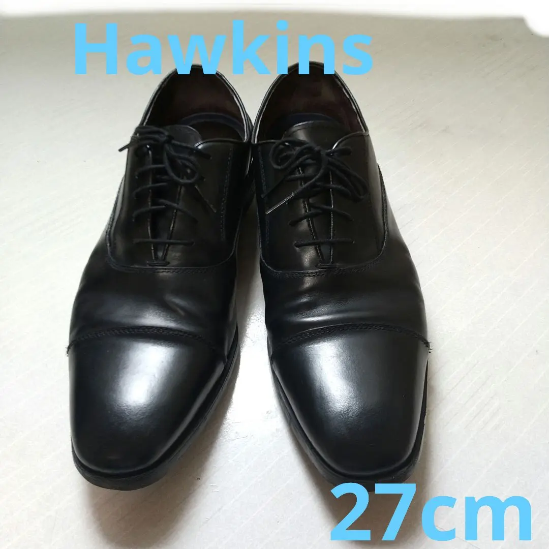 【美品】ホーキンス オックスフォード プレーントゥ 本革 ブラック 26.5 英国製 【HAWKINS】 ホーキンス PUNCHED OXFORD パンチド